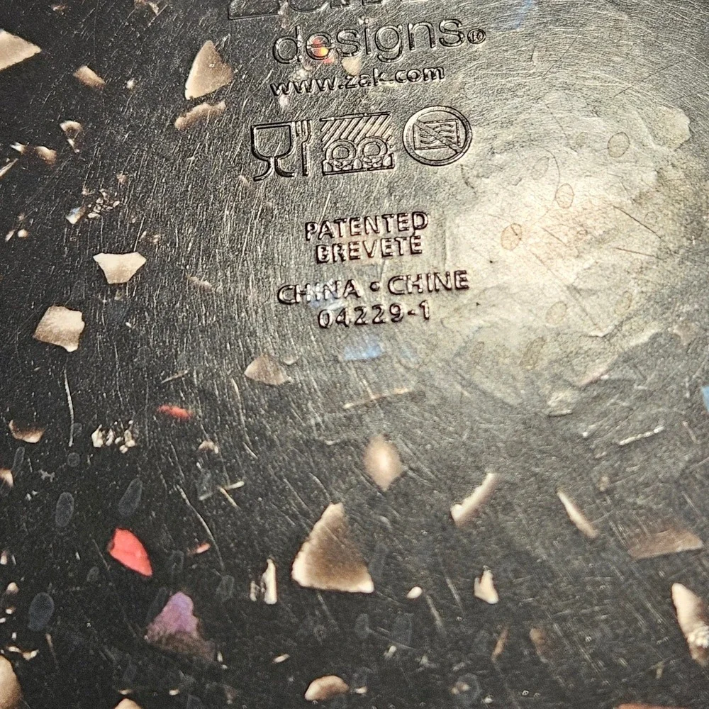 Zak Designs Confetti Black Melamine Plate Set of 4 Recycled‎ 04229-1 Retro *
